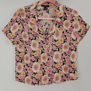Pleated Floral Print Shirt size M